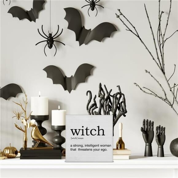 Halloween Decorations, Witch Definition Wooden Sign Decor Desk Sign Funny Witch - Picture 7 of 8